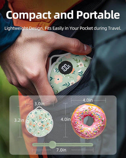 FrSara Hand Warmers Rechargeable, Hangable Electric Hand Warmer w/ 4000mAh Last 10 Hours, 3-Level Heat w/Strip, Light & Display, Gift for Outdoors Camping Hiking Skiing Raynauds & Christmas