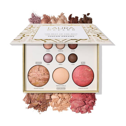 LAURA GELLER NEW YORK The Best of the Best Baked Palette - Tuscan Dreams - Full Size - Includes Bronzer, Blush, Highlighter and 6 Eyeshadows - Travel-Friendly (Best of the Best Tuscan Dreams)