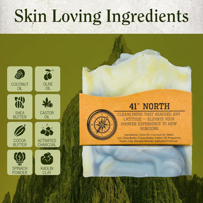 Compass Soap 41 North | Natural Bar Soap for Men | Soap Bar with Minimalist & Gentle Lather | Best Mens Bar Soap | Natural, Paraben & Phthalate Free Bath Soap Bars for Men | 5 oz. Pack of 2