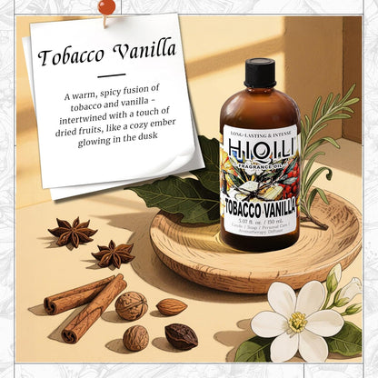 HIQILI Tobacco Vanilla Fragrance Oil for Diffuser, DIY Soap, Candle, Perfume Making, Long Lasting Rich & Spicy Scents - 5.07 Fl Oz