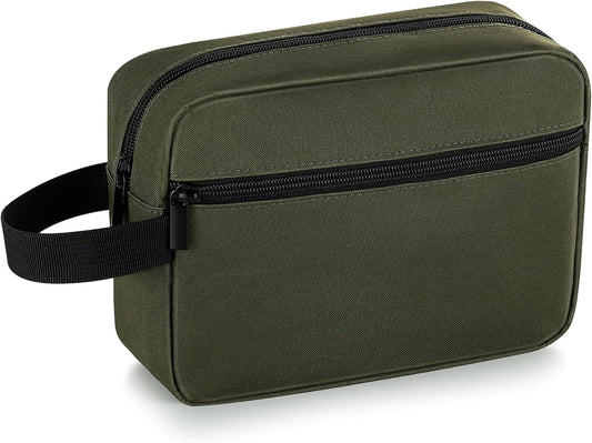 Elviros Travel Toiletry Bag for Women and Men, Lightweight Makeup Bag Hanging Dopp Kit with Shaving Compartment Cosmetic Organizer Small Tool Bag Travel Essentials, Army Green