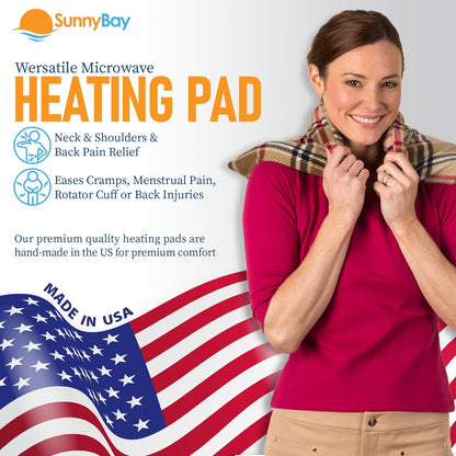 SunnyBay Extra Large Microwave Heating Pad, Microwavable Heavy Weighted Full Body Moist Hot Pack and Washable Fleece Cover, 10x24 Inches, 2.8 lbs (London)