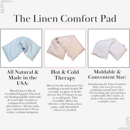 Microwave Heating Pad - 100% Linen Cover, Unscented, Size 18x7, Comforting Heat Pad for Cramps, Back,Neck,Shoulders, Leg Pain, Hot Microwavable Heat Pack, Color: Natural, Made in USA