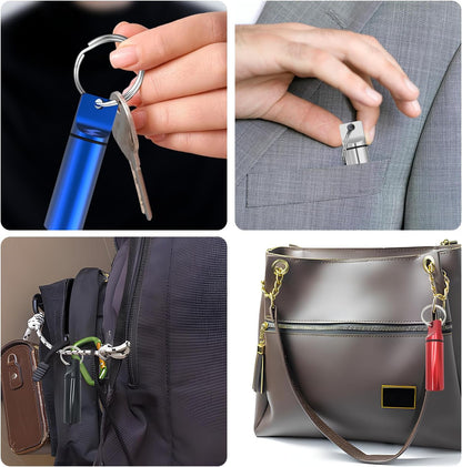 5 Packs Pill Case Keychain, Aluminum Alloy Mini Portable Pill Bottle, Waterproof Keychain Pill Holder for Purse, Pill Holder with Keyring for Outdoor Camping Travel(5 Colors)