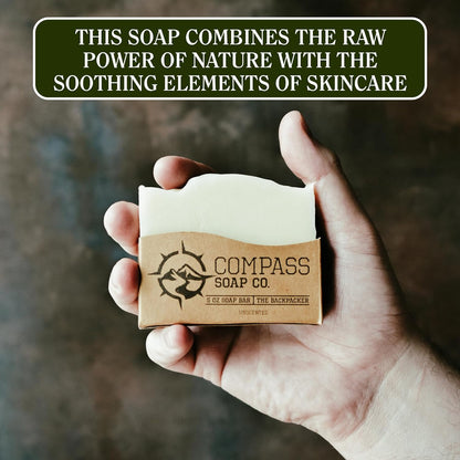 CompassSoap The Backpacker. Natural Bar Soap for Women & Men | Unscented Soap Bar with Minimalist & Gentle Lather | Women & Men's Bar Soap, Natural, Paraben & Phthalate Free | 5 Oz. Pack of 2