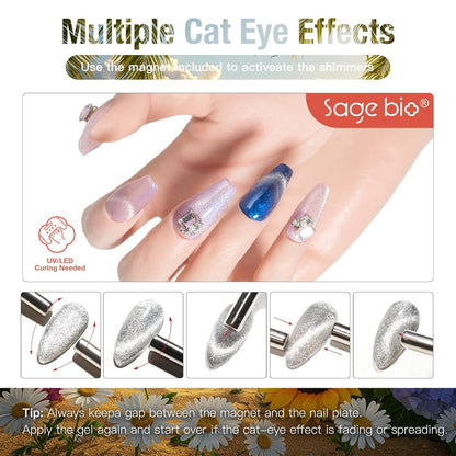 Cat Eye Gel Nail Polish, 15ml Magnetic Gel, High-Gloss Finish, Long-Lasting, DIY Manicure Kit with Magnet Stick, Stunning 3D Magnetic Effect, 01