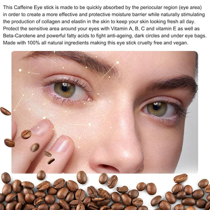Caffeine Eye Stick, Reduce Eye Puffiness and Dark Circle, Blur Fine Lines, Include Caffeine, Hyaluronic Acid, Vitamin C, For Wrinkles, Fine Lines, Under Eye, Bags, Crows Feet Eye Lift Treatment For Men & Women