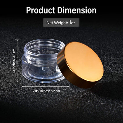 SATINIOR 24 Pieces Empty Clear Plastic Jars with Lids Round Storage Containers Wide-Mouth for Beauty Product Cosmetic Cream Lotion Liquid Butter Craft and Food (Gold Lid,1 oz)