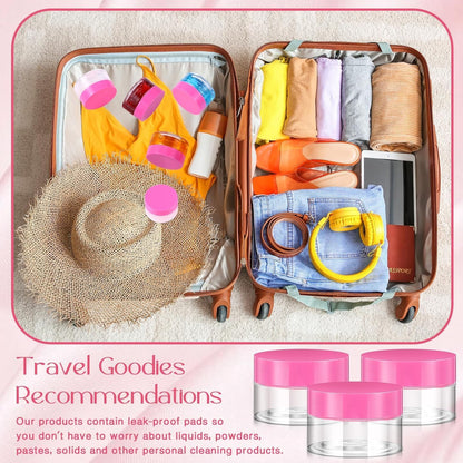 SATINIOR 36 Pieces 4 oz Plastic Jars with Lids Wide Mouth Airtight Reusable Container Acrylic Cosmetic Small Jars for Lotions Ointments Travel Toiletries Creams Make up Storage(Pink)