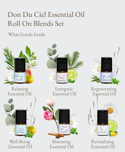 Essential Oil Roll On Blend, Orchid Oil Gift Set, Well-Being, Body Care, Massage, Relaxing, 6 Pack, 0.07oz (White-Small, Orchid)