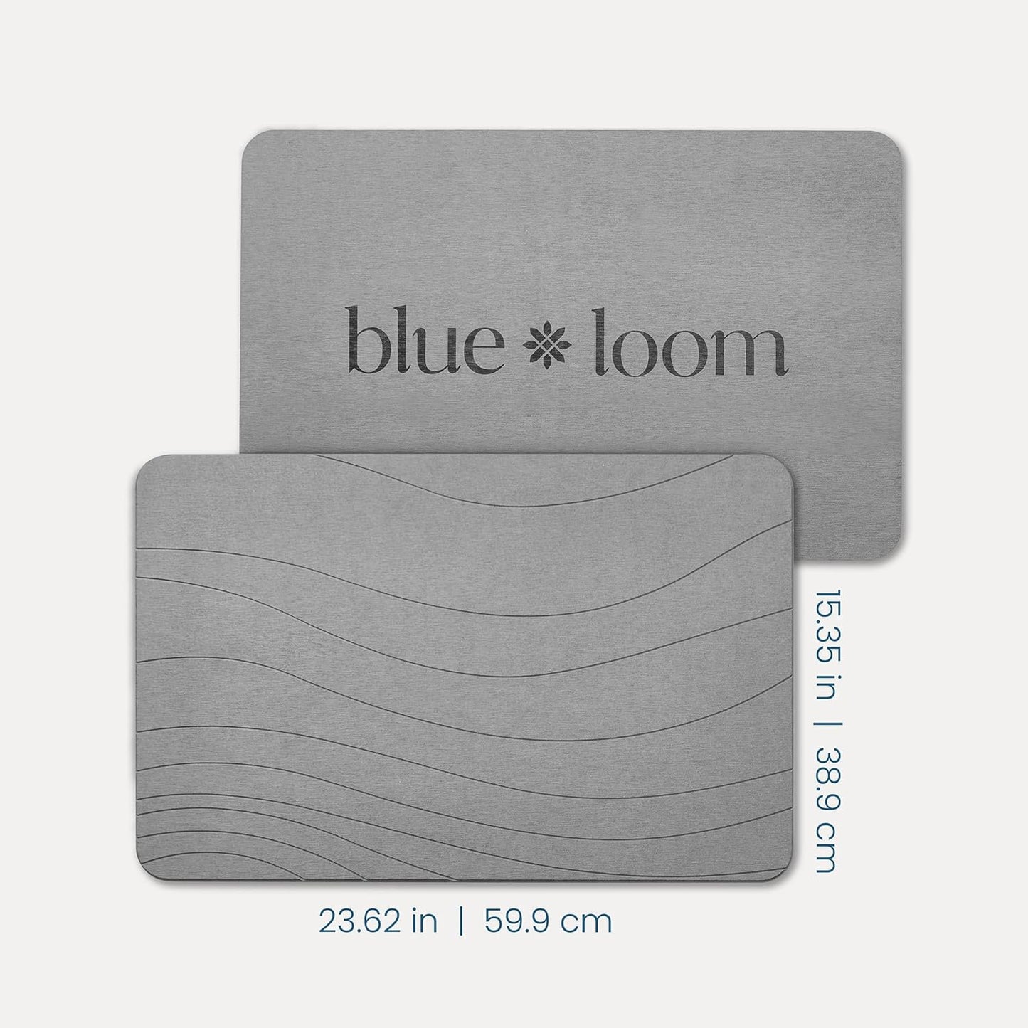 Stone Bath Mat, Premium Non-Slip Diatomaceous Earth Bathmat, Absorbent and Quick Drying to Elevate Your Bathroom, Dry Floor or Kitchen, Easy to Clean Spa Experience 15.3" x 23.6" - Grey