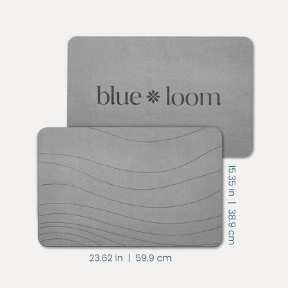 Stone Bath Mat, Premium Non-Slip Diatomaceous Earth Bathmat, Absorbent and Quick Drying to Elevate Your Bathroom, Dry Floor or Kitchen, Easy to Clean Spa Experience 15.3" x 23.6" - Grey