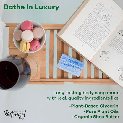 Australian Botanical Soap, Sea Salt, Lemongrass, Pink Lychee, Valencia Orange 6.6 OZ, Luxury Soap Bars Enriched with Shea Butter, Vegan Friendly Assorted Pack of 4