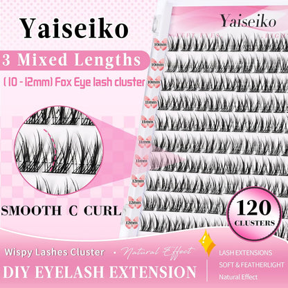 Wispy Lash DIY Natural C Curl Individual Eyelash Extensions 10-12mm Short Manga Clusters 120pcs