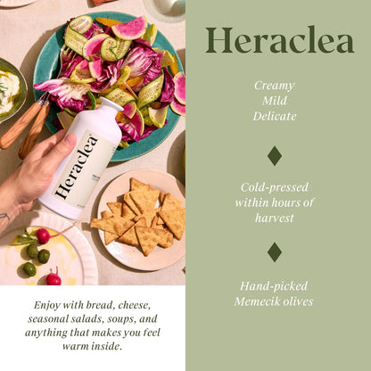 Heraclea - The Pairing - Organic Extra Virgin Olive Oil - Cold Pressed - Organic Olive Oil - Cold Pressed EVOO - Polyphenol Rich EVOO - 16.9 oz Bottles