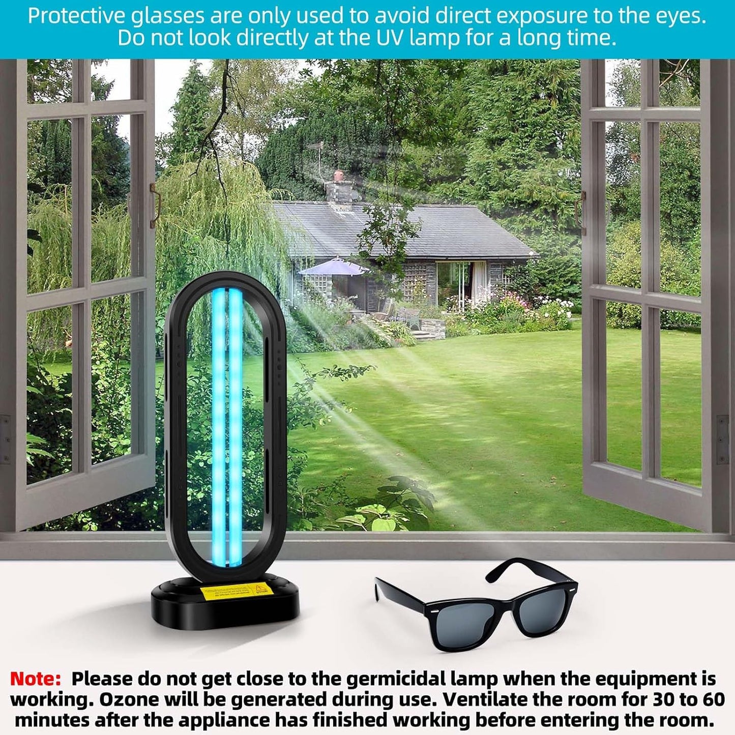 UV Light Sanitizer,4-Speed Timing and Remote Control UVC Home Disinfection Device,Portable Ultraviolet Light Sanitizer for Bed Bugs and Dust Mites,UV Lamp for Whole Room,Black