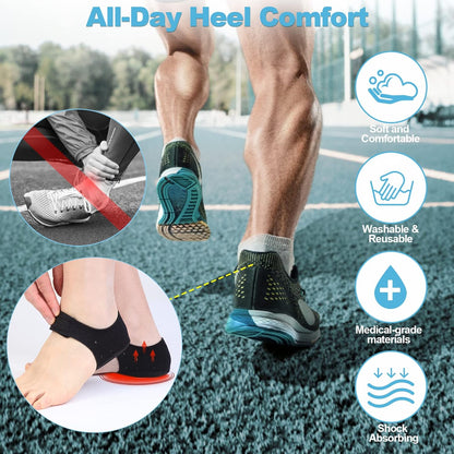 Thicker Heel Cushion Cups for Heel Pain Relief, Plantar Fasciitis & Heel Spur Support, Inserts for Pressure Sores