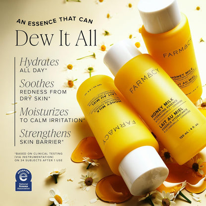 Farmacy Hydrating Essence - Hydrating Honey Milk Toner + Facial Essence to Soothe, Moisturize and Strengthen Skin Barrier - Preps Complexion for Skincare Products or Makeup Application (50ml)