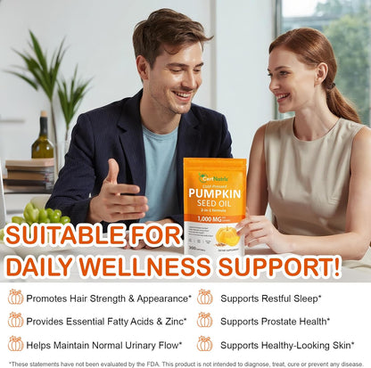 Pumpkin Seed Oil with Saw Palmetto (1000mg per Serving), Cold-Pressed Pumpkin Seed Oil for Hair Growth, Prostate Health, Urinary Tract Support, 300 Softgels Supplement of Essential Fatty Acids