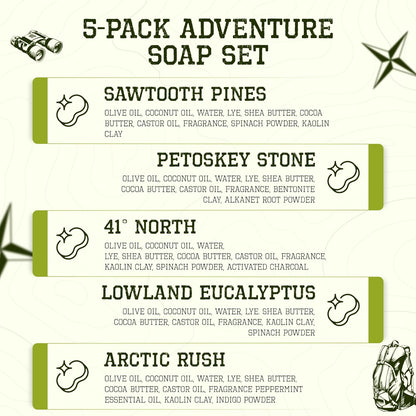 CompassSoap Natural Soap for Men | Skin-Friendly, Hand Made Soap Bar Gift Set | Best Exfoliating and Cleansing Bar Soap for Men | 5 Oz. Variety Pack of 5