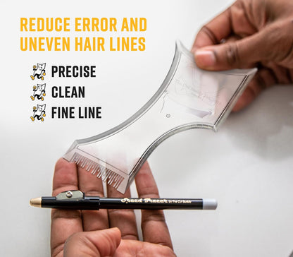 The Cut Buddy PLUS Beard Shaping Tool, Clear Template with Built-in Comb and Bonus Pencil, Ideal for Hairline, Beard, and Mustache Trimming