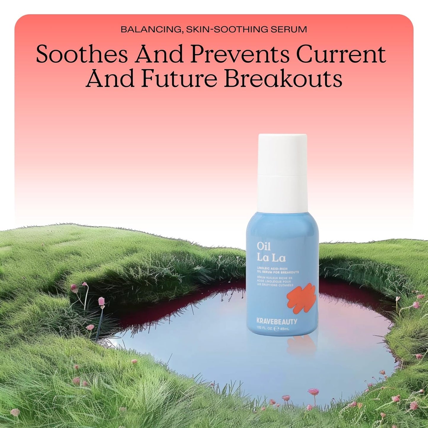 KraveBeauty Oil La La, Linoleic Acid-Rich Oil Serum For Breakouts & Clogged Pores, Contains Non-Comedogenic Oils, Improves Dark Spots & Scars, Vegan & Cruelty Free, 1.52 fl oz