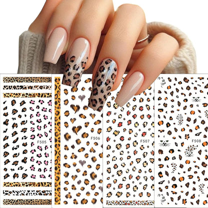 8Sheets Leopard Nail Stickers for Nail Art,3D Self-Adhesive Nail Decals Holographic Leopard Snake Tiger Nail Sticker Colorful Leopard Print Pattern Nail Design for Women Girls DIY Manicure Decoration