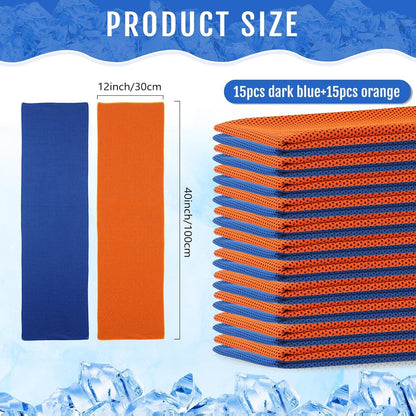 Hosuly 30 Pack Cooling Towels, 40"x12" Ice Breathable Soft Chilly Sweat Rag Microfiber Workout Rags for Gym Cooling Towels for Neck and Face for Yoga Golf Sport Running