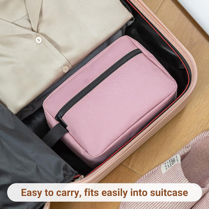 Elviros Travel Toiletry Bag for Women and Men, Lightweight Makeup Bag Hanging Dopp Kit with Compartment Cosmetic Organizer Small Tool Bag Travel Essentials, Pink