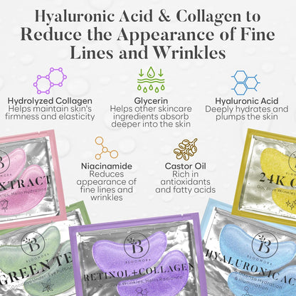 Variety Under Eye Patches (30 Pairs) | Eye Mask with Niacinamide & Hyaluronic Acid | Under Eye Patches for Dark Circles & Puffiness | Eye Masks for Eye Care