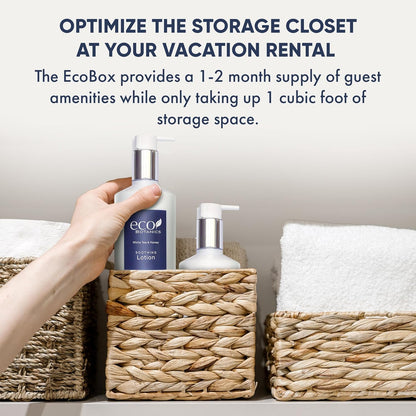 1-Shoppe Eco Botanics 20 Piece Ecobox All-In-Kit | White Tea and Honey Soap | 6 Shampoo, 4 Conditioner, 6 Body Wash & 4 Lotion | 10.14oz Hotel Soaps and Toiletries Bulk | Personal Care Products