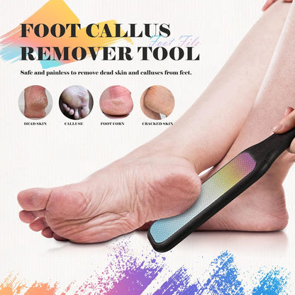 BALUCA Hard Skin Remover Foot File - Foot Callus Remover, Durable Foot Scrubber, Dead Skin Remover, Hygienic Pedicure Tool, Long Lasting Foot Buffer, Soft Smooth Feet, (Rainbow)