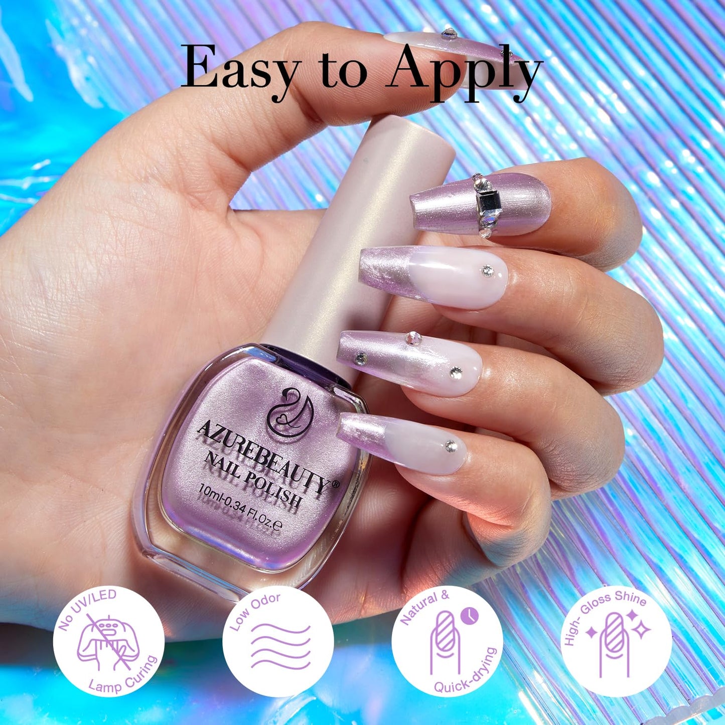 AZUREBEAUTY Dreamy Purple Nail Polish– Quick Dry, Long-Lasting, Natural Glossy Finish for DIY Manicure & Nail Art, Salon Quality, 10ml for Women