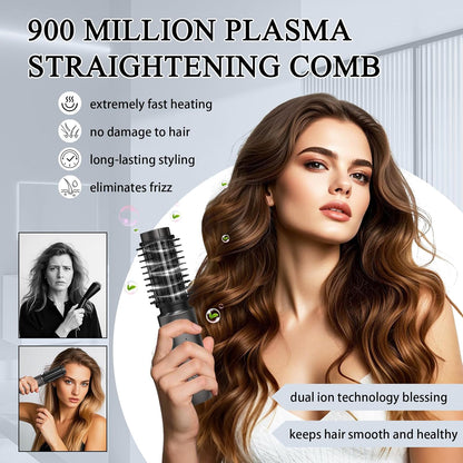 Cordless Hot Brush - Travel Portable Hair Straightener Brush, 4 Temperatures | Fast Heating, Anti-Scald, and Anti-Frizz, Cordless Straightener Tool for Travel, Date, Work - Classic Black