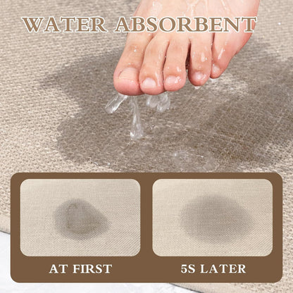 chakme Bathroom Rugs Mat 59x25, Ultra Thin Non Slip Bath Mat Large Quick Dry Absorbent Bath Mat for Bathroom Floor, (Light Beige, 59"x25")