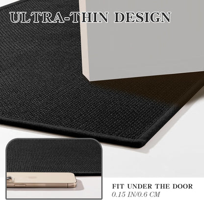 chakme Bathroom Rugs Mat 36x25, Ultra Thin Non Slip Bath Mat Large Quick Dry Absorbent Bath Mat for Bathroom Floor, (Black, 36"x25")