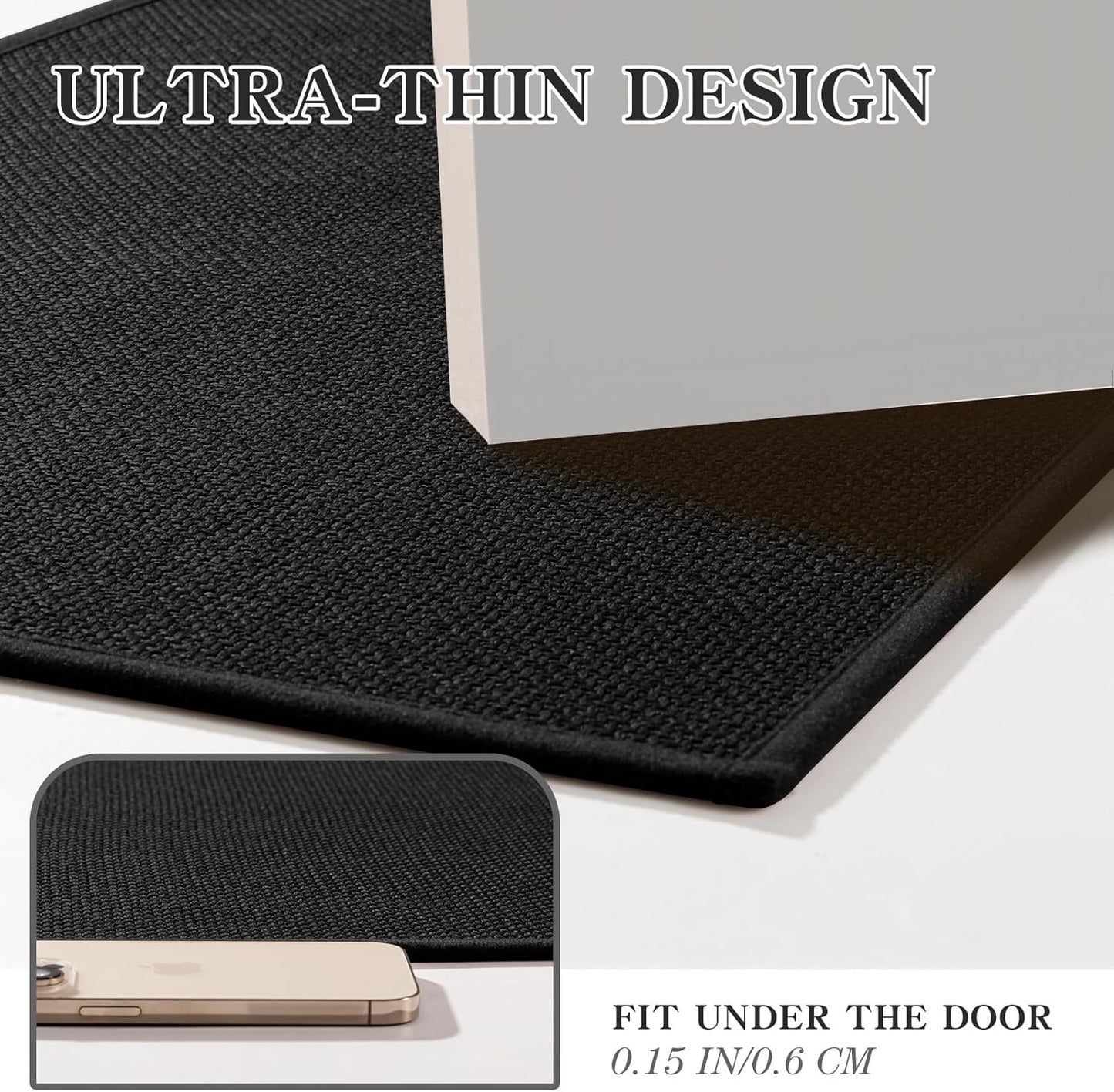 chakme Bathroom Rugs Mat 32x17, Ultra Thin Non Slip Bath Mat Quick Dry Absorbent Bath Mat for Bathroom Floor, (Black, 32"x17")