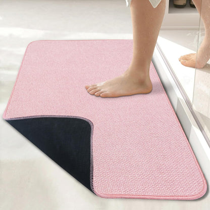 Bath Mat,Ultra Thin Bathroom Rugs,Rubber Bath Mats for Bathroom,No Slip Bath Rugs,Quick Dry,Machine Washable,Low Pile,Absorbent,Shower Outside,Sink,Home Decor Accessories.Pink,1'5"x2'3"(17x27inch)