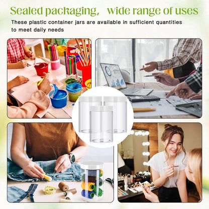 Patelai 4 Pieces Round Wide-mouth Leak Proof Plastic Container Jars with Lids for Travel Storage Makeup Beauty Products Face Creams Oils Salves Ointments DIY Making(27 Ounce,Clear)