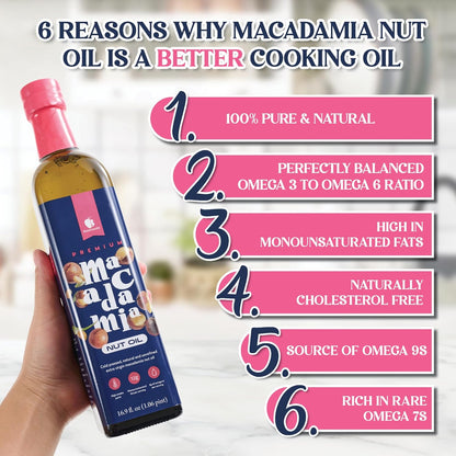 Gourmanity Macadamia Nut Oil and Apricot Seed Oil Bundle, A Healthier Oil Alternative, Cholesterol Free, Keto And Paleo Friendly, Ideal for Frying, Roasting and Drizzling, 16.9 fl oz Bottle
