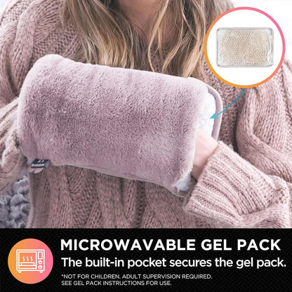 Brookstone Faux Fur Hand Warmer | Soothe Cold Hand Muff with Microwavable Gel Pack for Long Lasting Heat | Cozy Sherpa & Plush Lining for Ultimate Comfort | Hand Muffs for Women & Men
