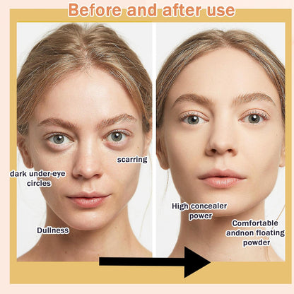 2PCS Natural Color Foundation Makeup Set with 2 Makeup Sponges,Moisturizing Full Coverage Liquid Foundation for Women,Non-greasy Long Lasting Flawless Concealer Cream Makeup Foundation Set