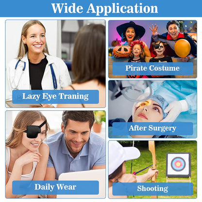 2PCS Medical One-Eyed Patches for Adults Teenager Eye Shield After Cataract Surgery Black Medical Eye Mask Lazy Glasses for Lazy Eye After Surgery Eye(Left Eye)
