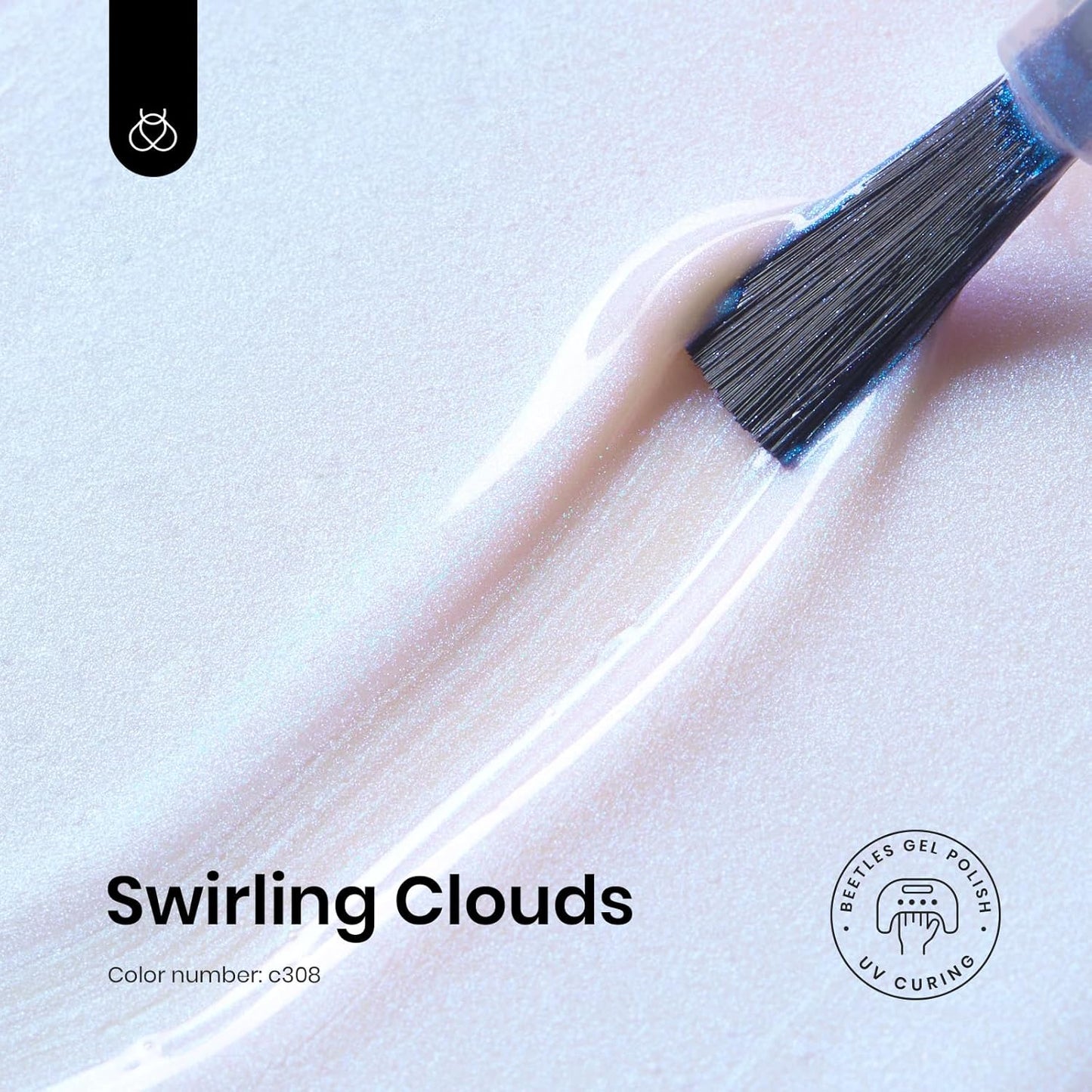 Beetles Pearl Gel Nail Polish - Swirling Clouds 15ML Pearl White Gel Polish Shimmer Mermaid Iridescent Pearlescent Nail Polish Soak Off Uv LED Lamp Need Manicure Salon DIY Nail Art Gift for Women