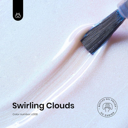 Beetles Pearl Gel Nail Polish - Swirling Clouds 15ML Pearl White Gel Polish Shimmer Mermaid Iridescent Pearlescent Nail Polish Soak Off Uv LED Lamp Need Manicure Salon DIY Nail Art Gift for Women