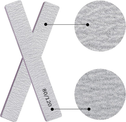 25 Pcs Nail Files for Acrylic Nails 80/120 Grit Double Sides Emery Boards Fingernail Files, Professional Manicure Tools for Home Salon