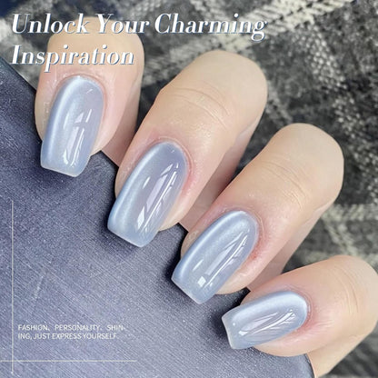 Born Pretty Cat Magnetic Eye Gel Nail Polish, Blue Moonlight Cat Magnetic Gel, Glass Shiny Effect Blue Soak Off Nail Art Salon Manicure Home Gift 15ml