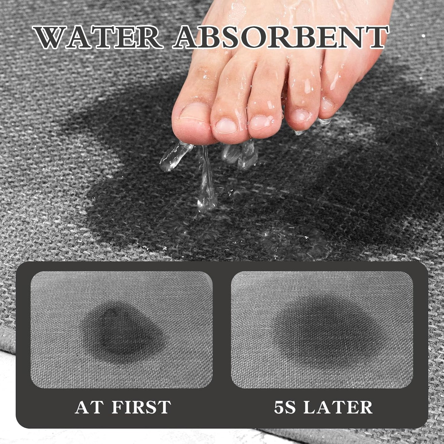 chakme Bathroom Rugs Mat 59x17, Ultra Thin Non Slip Bath Mat Runner Quick Dry Absorbent Bath Mat for Bathroom Floor, (Dark Grey, 59"x17")