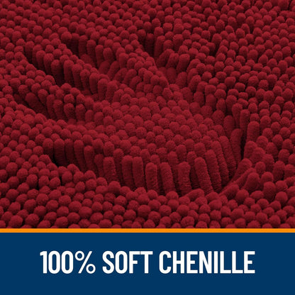 OLANLY Toilet Rugs U-Shaped 24x20, Extra Soft Absorbent Chenille Contour Bathroom Rugs for Toilet, Dry Quickly, Machine Washable, Non-Slip Bath Mat, Red