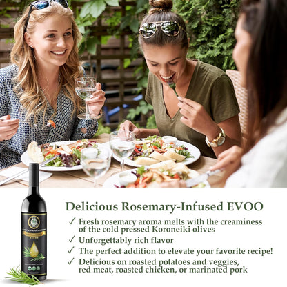 M.G. PAPPAS Rosemary Infused Olive Oil - High Polyphenol Rich Extra Virgin Olive Oil Unfiltered - Polyphenol Lab Report 650mg/kg - Cold Pressed Greek EVOO Award Winning - Rosemary Oil Cooking 12.7 Oz